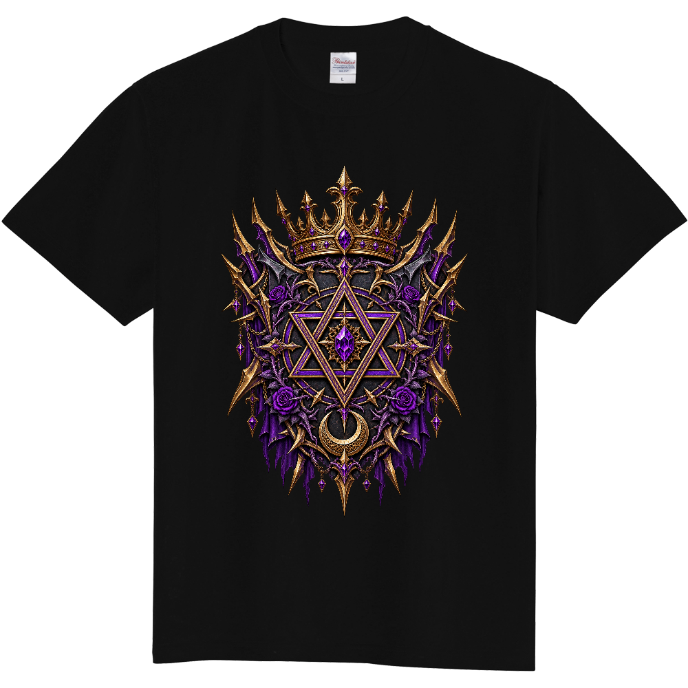 ゴシックパンクＶ系地雷魔界の王家紋章モチーフＴシャツ色違いあり