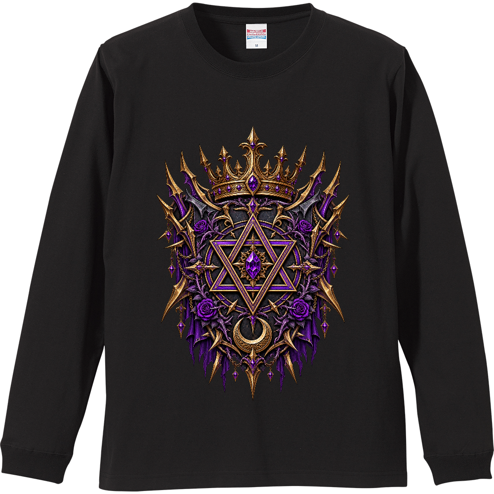 ゴシックパンクＶ系地雷魔界の王家紋章モチーフ長袖Ｔシャツメンズ色違いあり