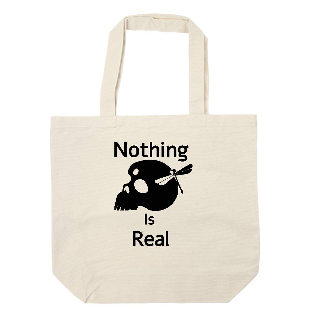 Nothing Is Real(黒)キャンバスデイリートート(ML)【白プリント有】