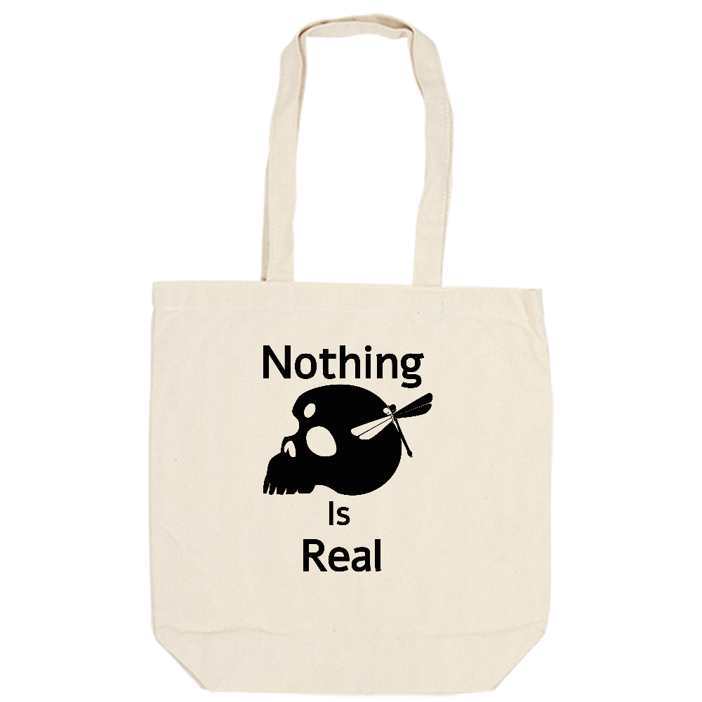 Nothing Is Real（黒）キャンバスデイリートート（M)【白プリント有】