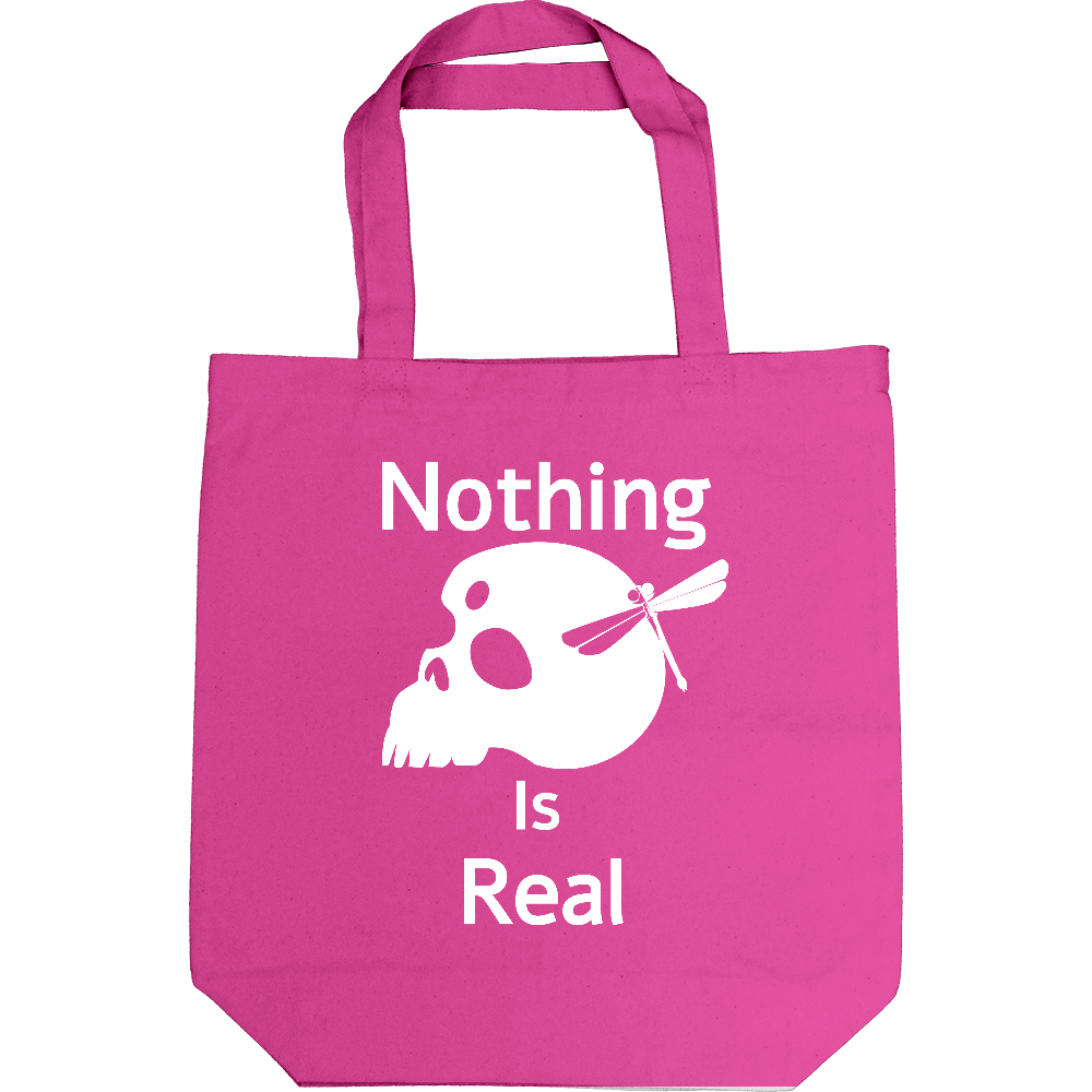  Nothing Is Real（白）キャンバストート M【白プリント有】