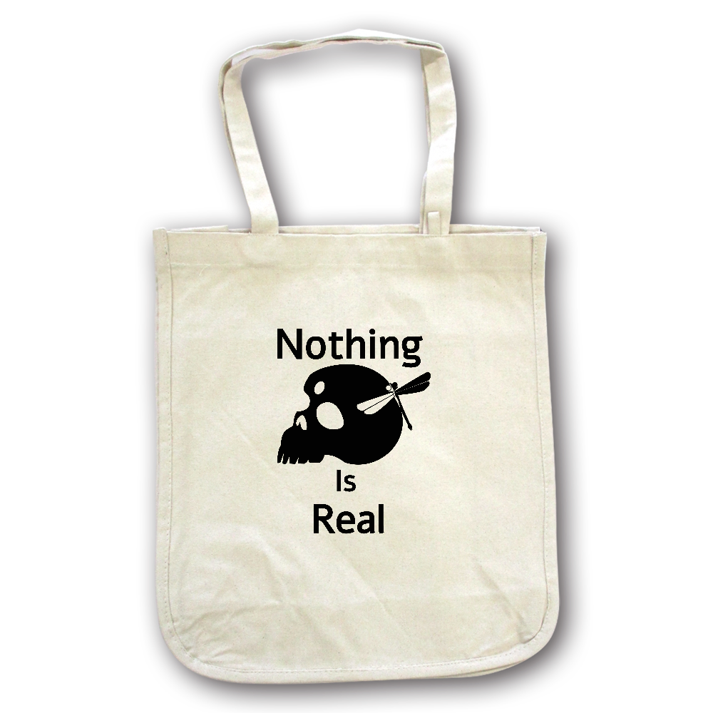 Nothing Is Real(黒)キャンバスホリデースクエアトート仕切りポケット付ver.2