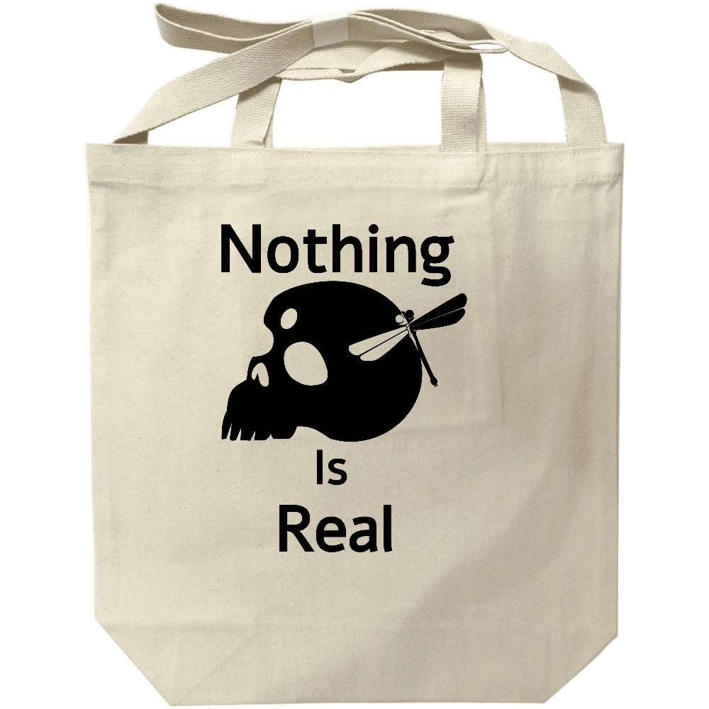 Nothing Is Real（黒）オーガニックコットンキャンバスWスタイルバッグ