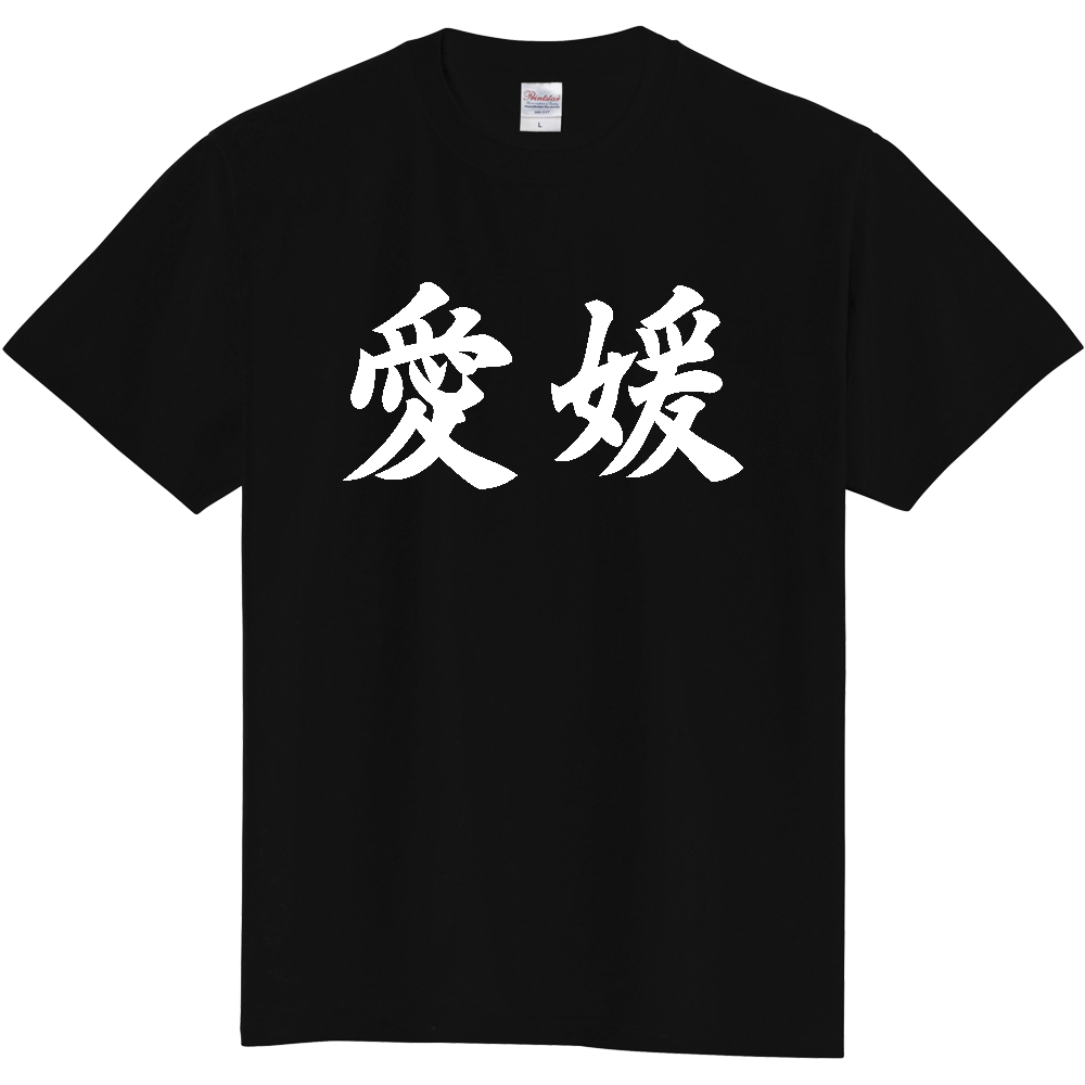 【都道府県】  「愛媛」 白文字 和風 毛筆 Tシャツ [愛媛県]