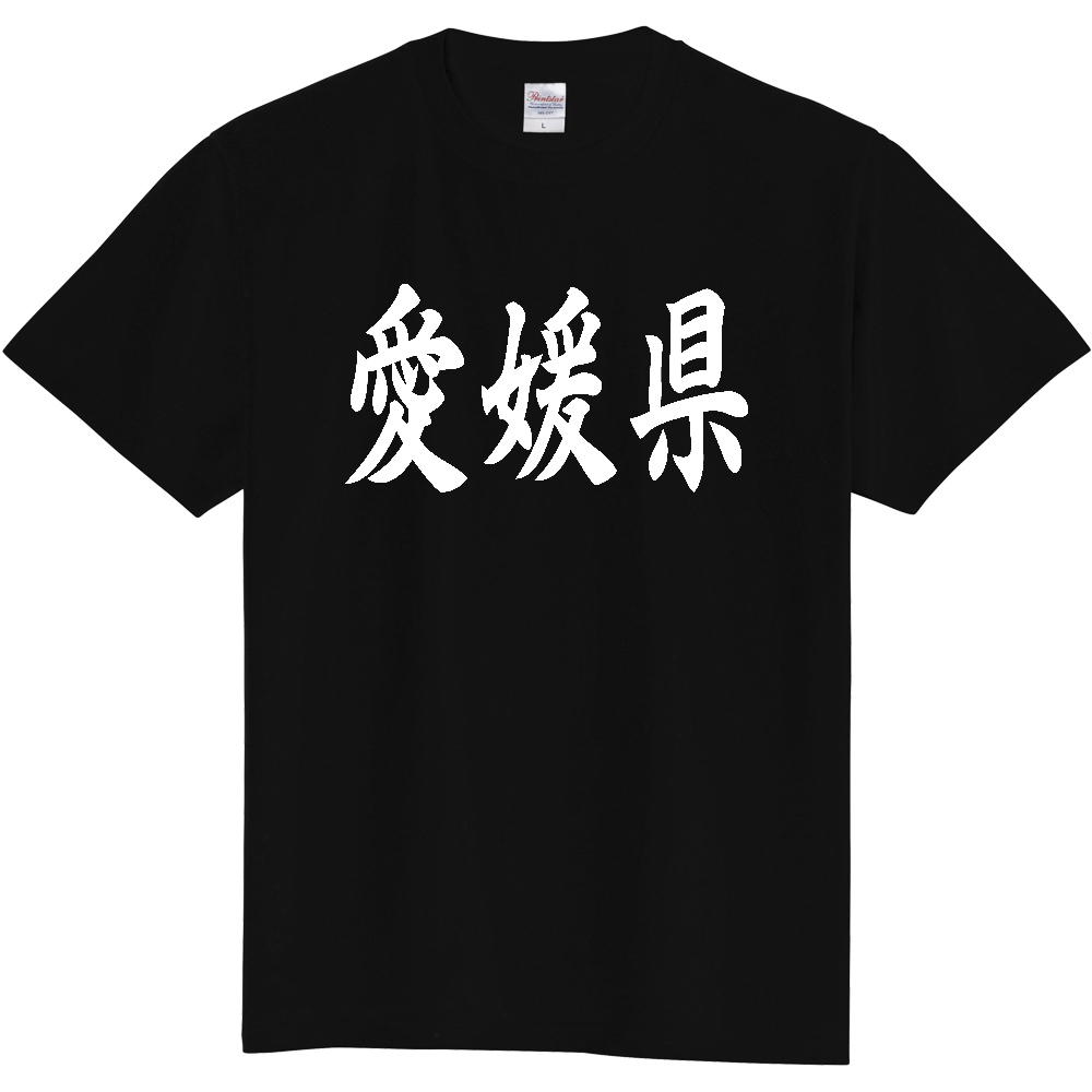 【都道府県】  「愛媛県」 白文字 和風 毛筆 Tシャツ [愛媛県]