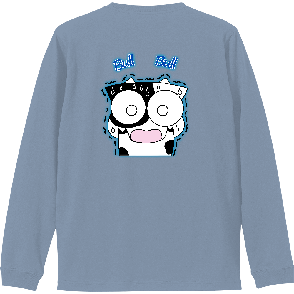 震えるうしくん。リブ付 ロングスリーブTシャツ