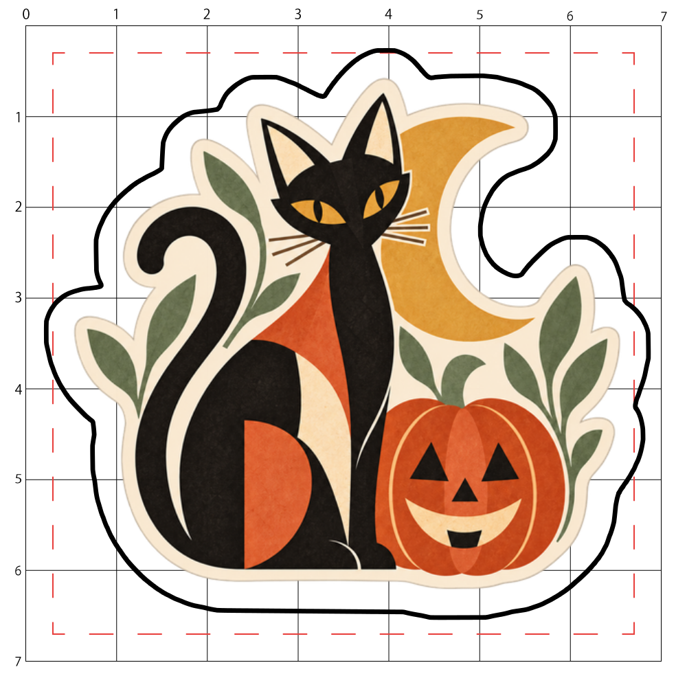黒猫と三日月とかぼちゃ|ハロウィン アクリルステッカー