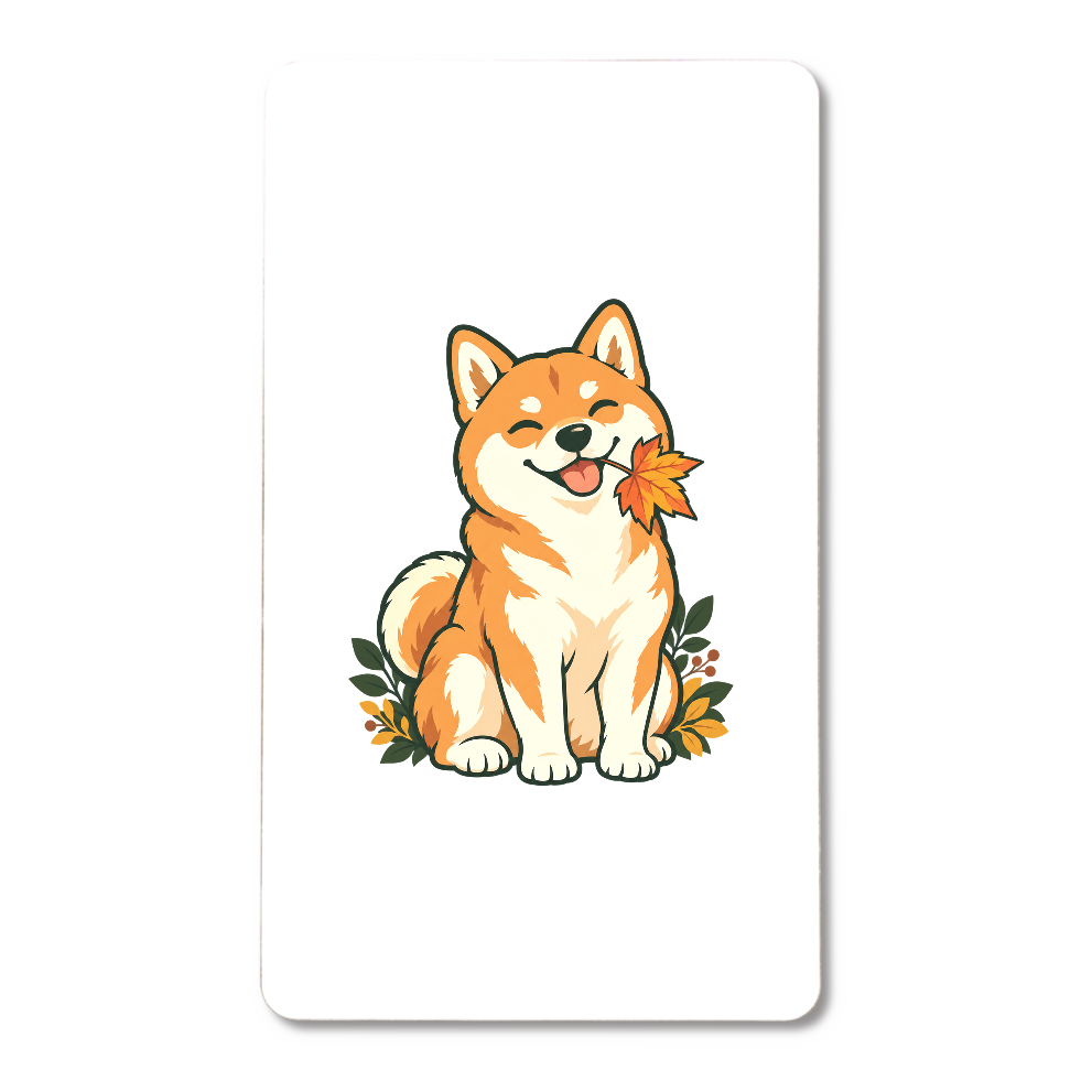 秋のおすわり｜もみじと柴犬