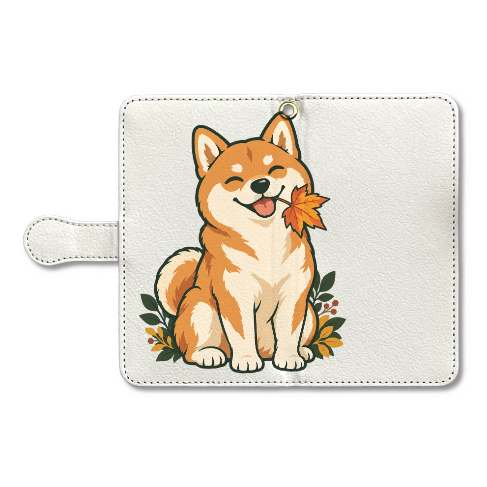 秋のおすわり|もみじと柴犬