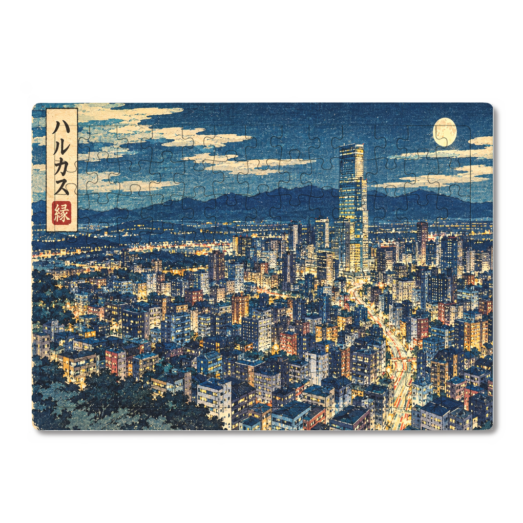 ハルカス夜景浮世絵ジグソーパズル A4サイズ 104ピース