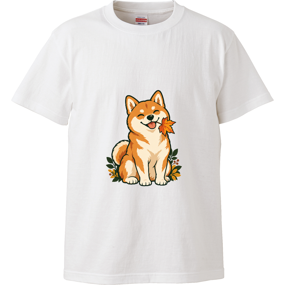 秋のおすわり|もみじと柴犬