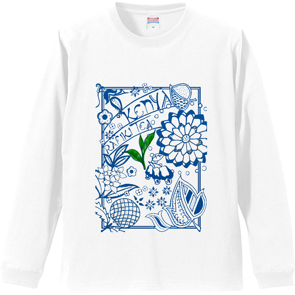Rafiki カンガ柄 Tシャツ（紺）