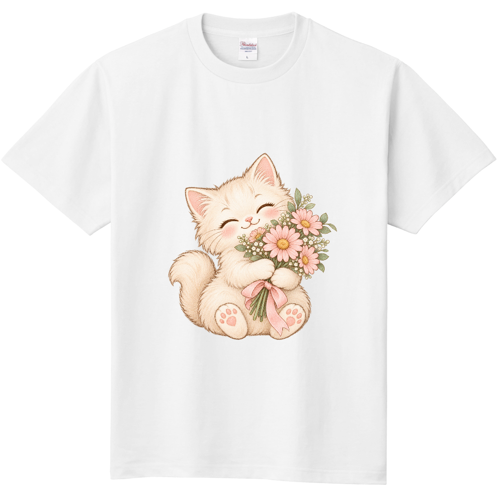 花束を抱くこねこ