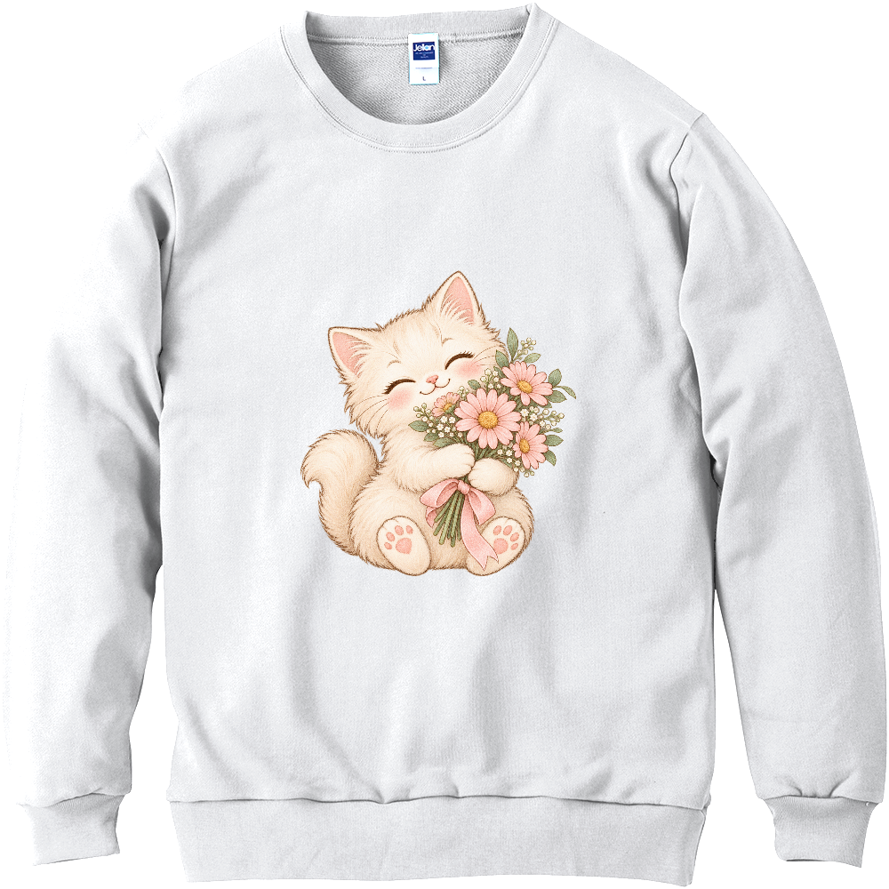 花束を抱くこねこ