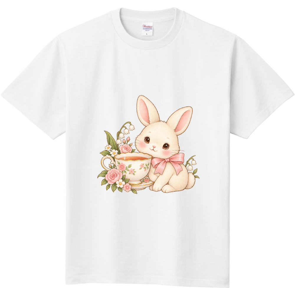 花のティーカップとうさぎ