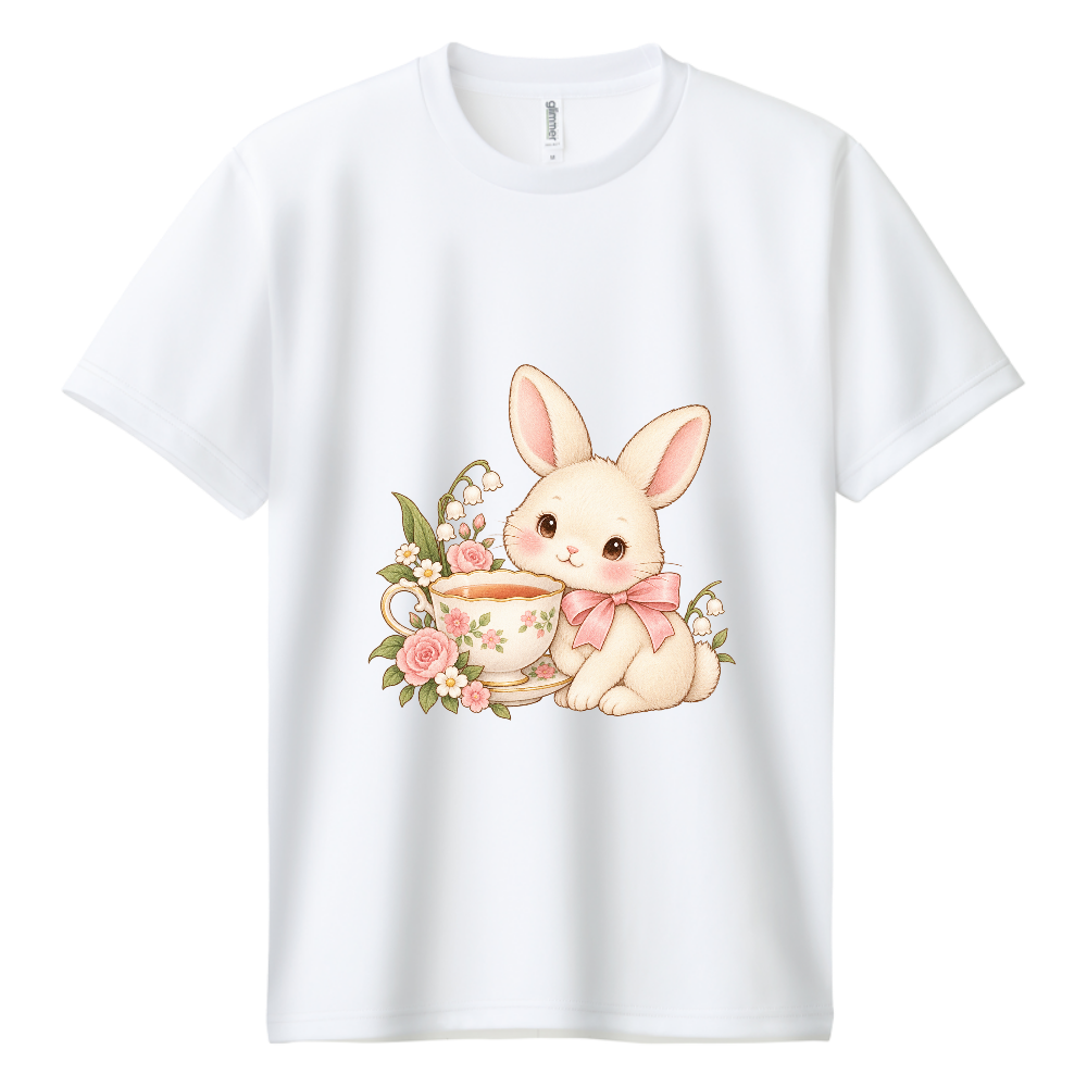 花のティーカップとうさぎ