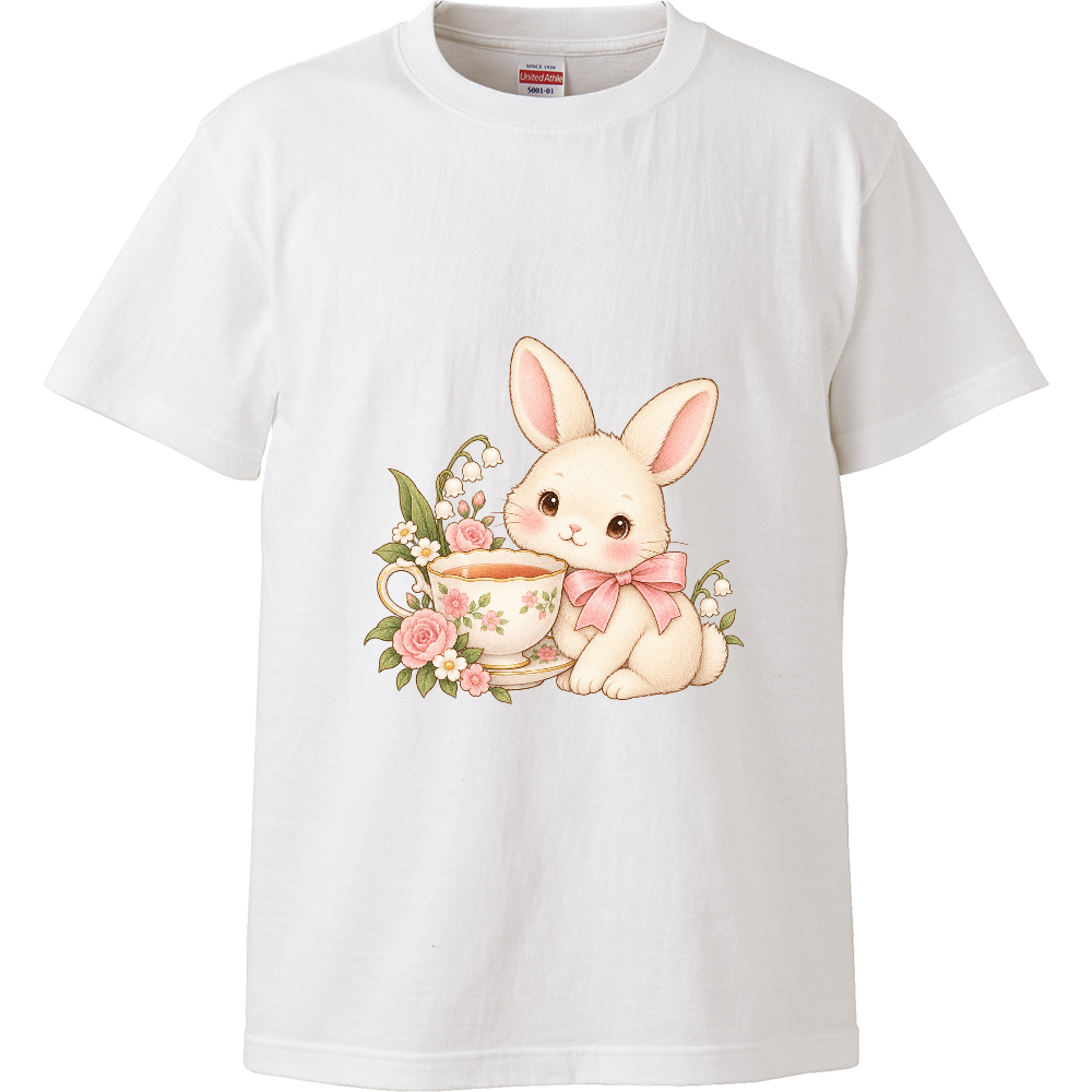 花のティーカップとうさぎ