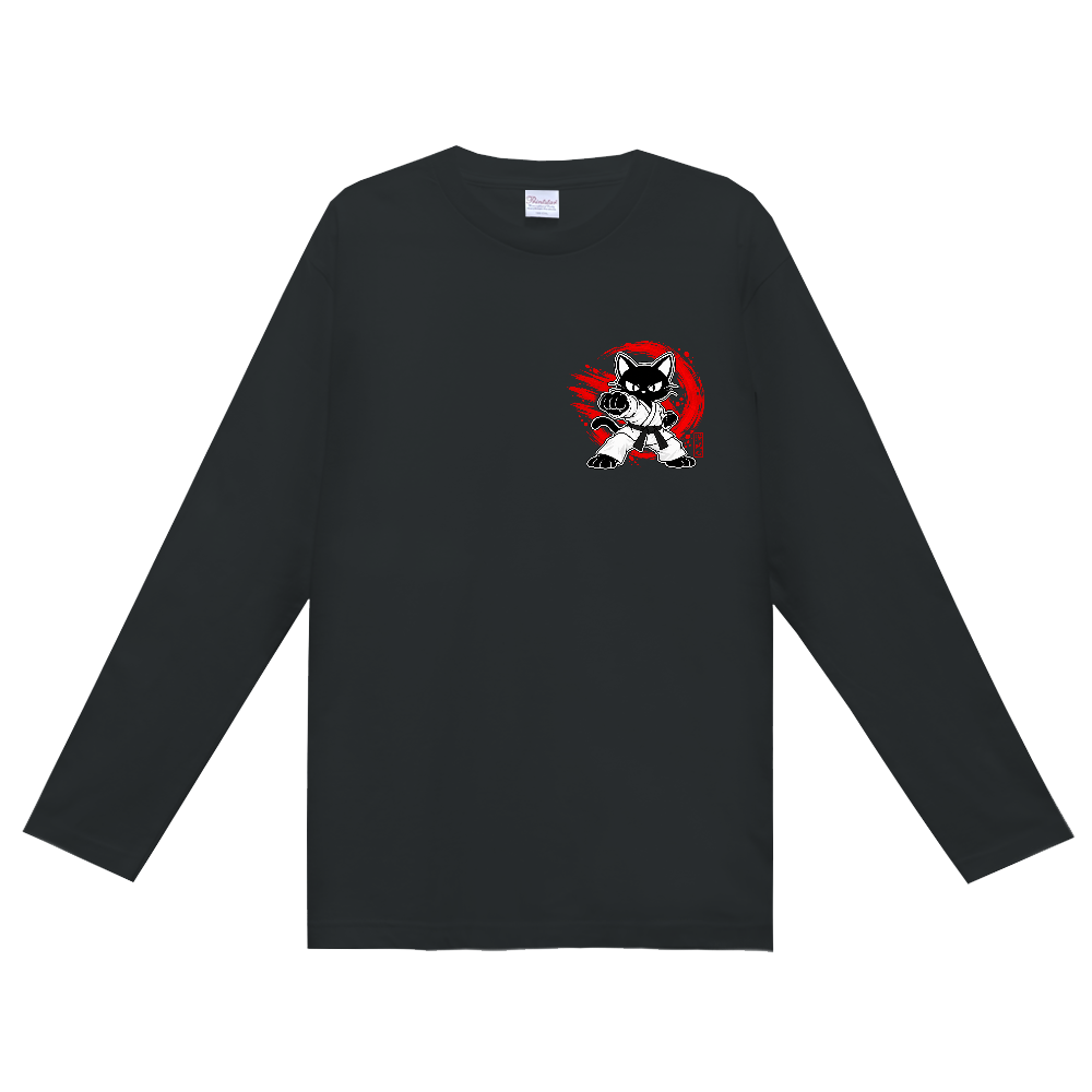 猫武心 NEKOBUSHIN｜クロ丸 ハイキック 長袖Tシャツ（ブラック）