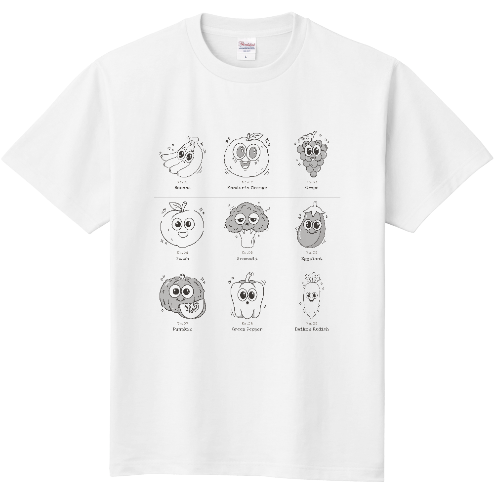 くだものとやさい図鑑Tシャツ（ホワイト）｜食図鑑