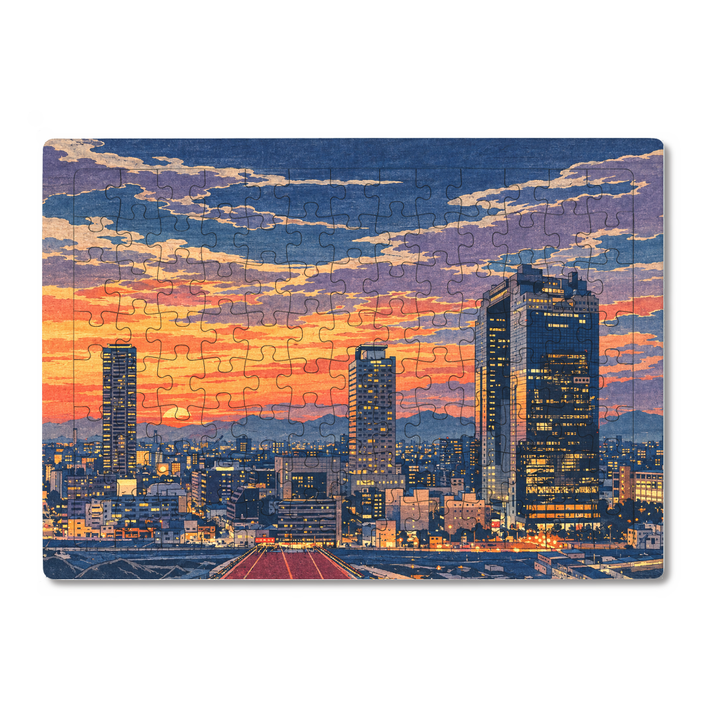 大阪スカイビル夕景浮世絵ジグソーパズル A4サイズ 104ピース