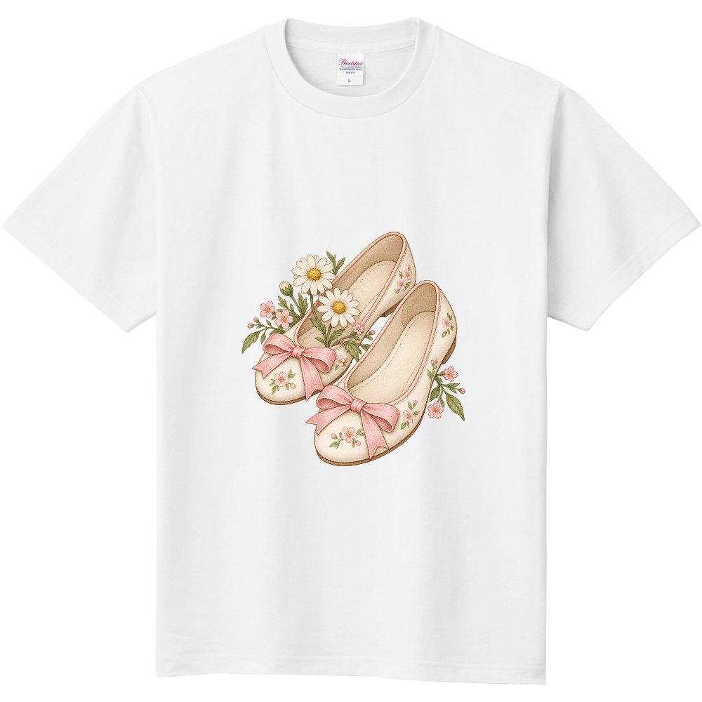小花とリボンのバレエシューズ