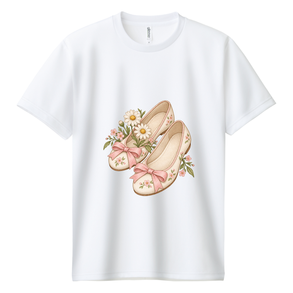 小花とリボンのバレエシューズ
