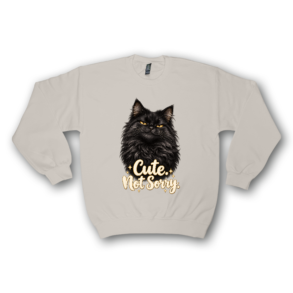 Cute. Not Sorry キャットロゴ クルーネックスウェット — GILDAN仕様 —