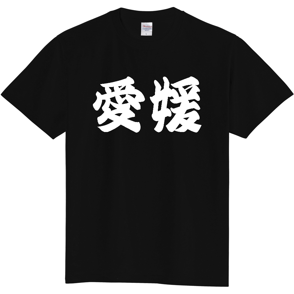 【都道府県】  「愛媛」 和風 極太毛筆 白文字 Tシャツ [愛媛県]