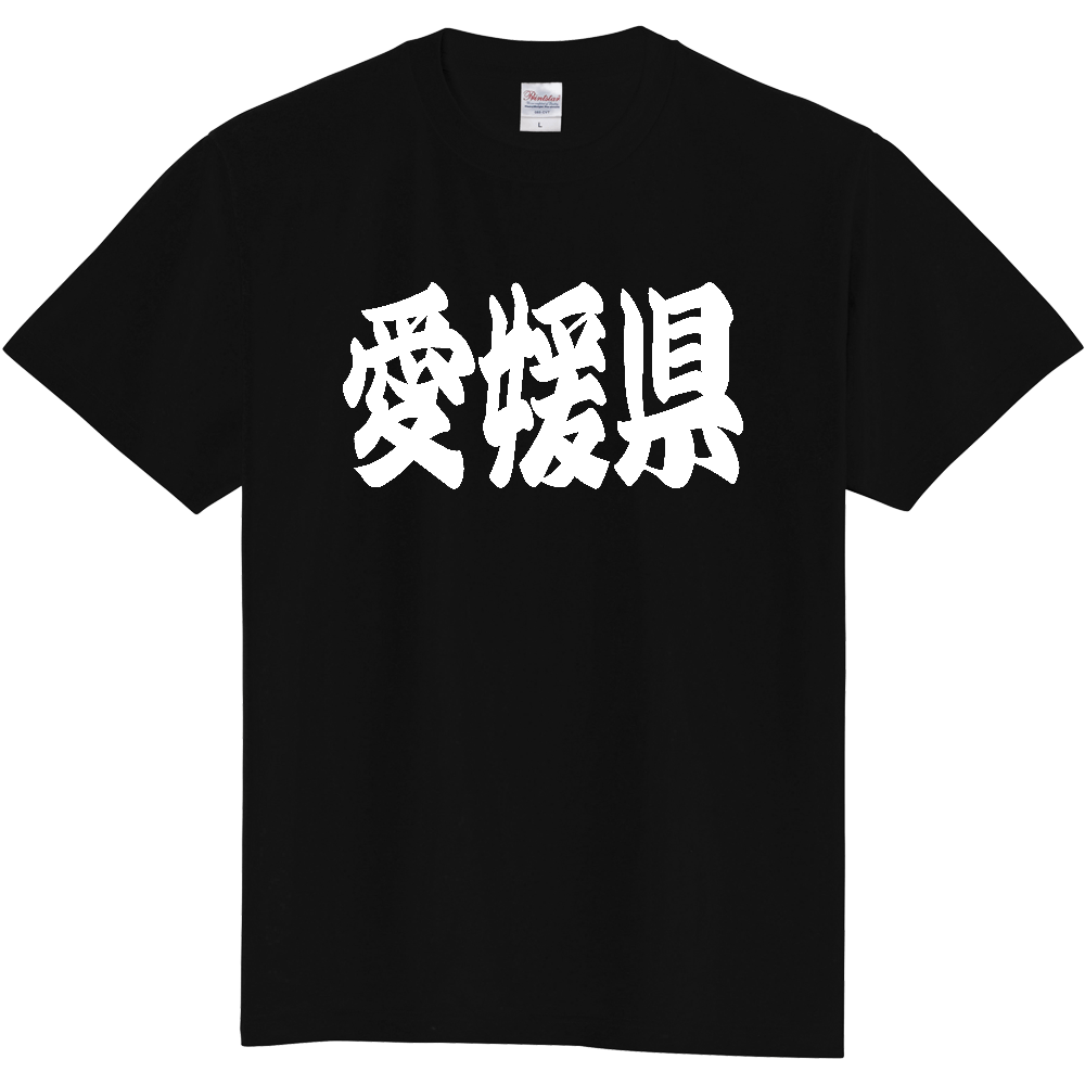 【都道府県】  「愛媛県」 和風 極太毛筆 白文字 Tシャツ [愛媛県]