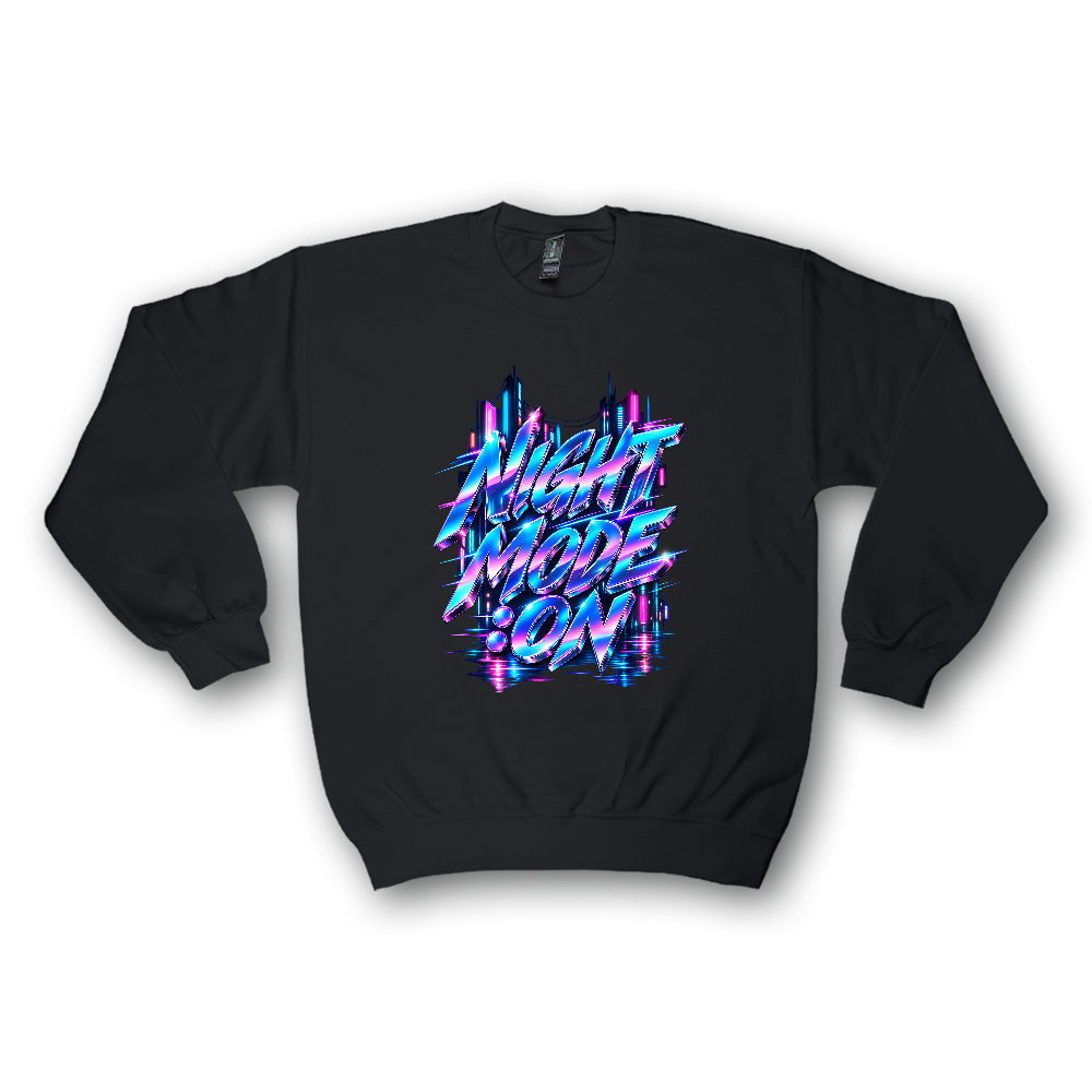 NIGHT MODE ネオンレタリングロゴ クルーネックスウェット — GILDAN仕様 —