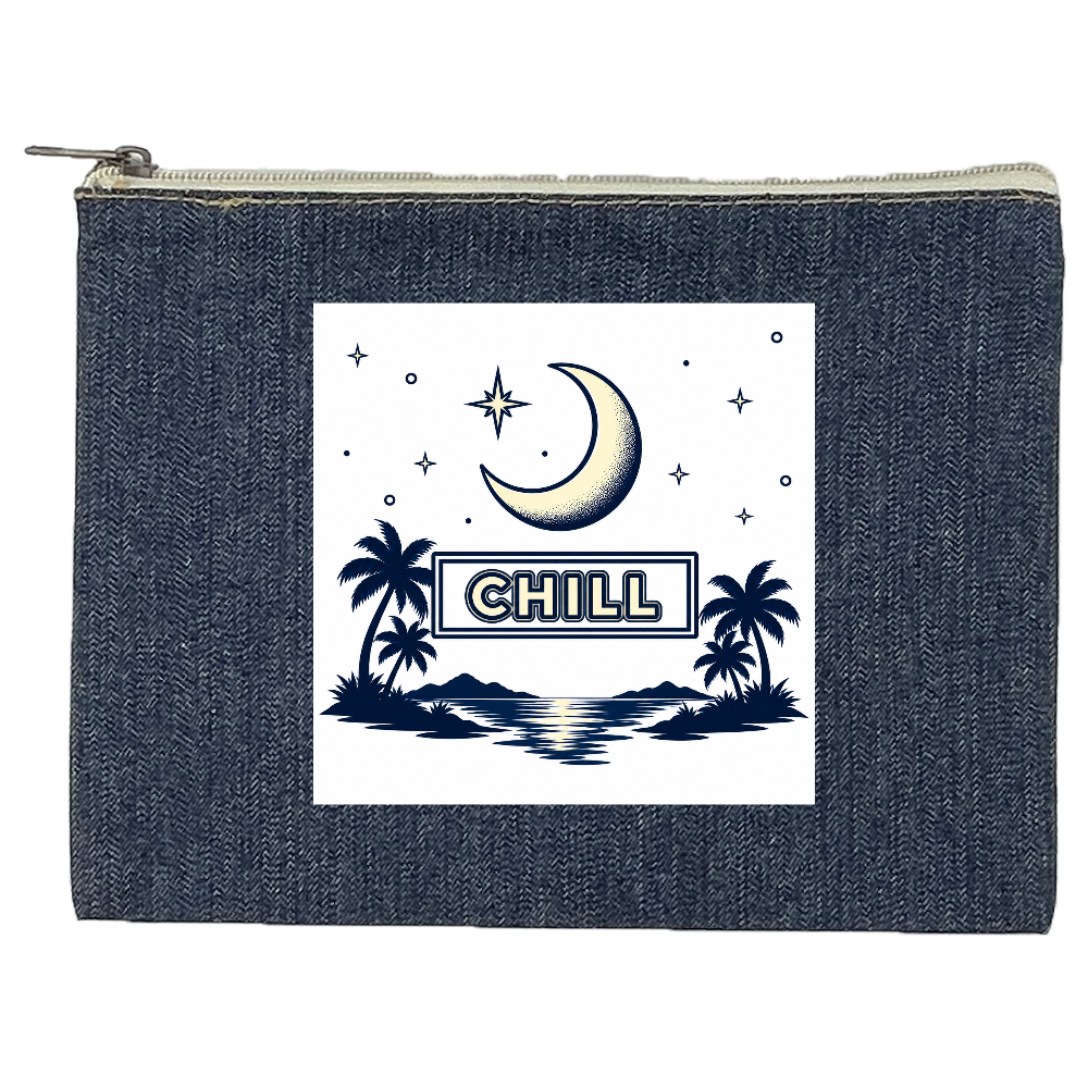 【CHILL】シンプルロゴ デニムポーチ / Minimal Logo Denim Pouch