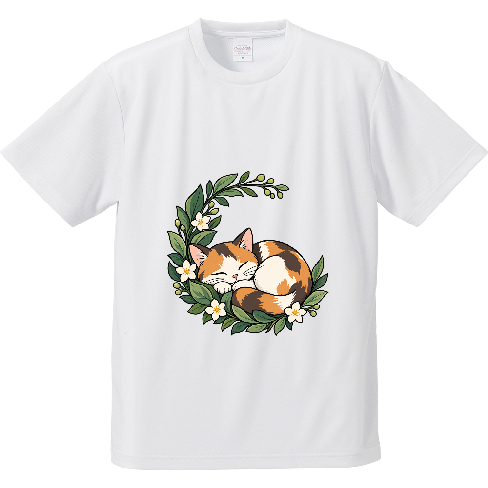 植物のゆりかごで眠る三毛猫