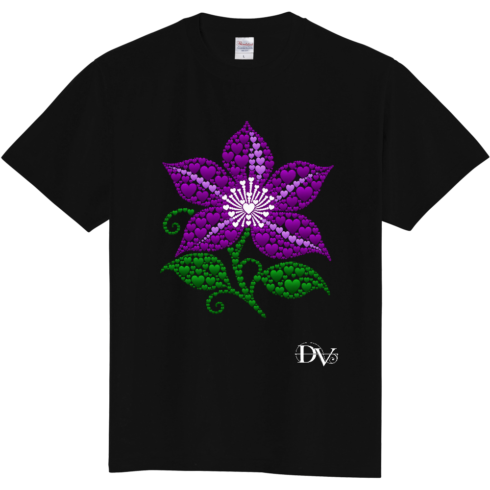 Tシャツ/クレマチス/ブラック/ハート