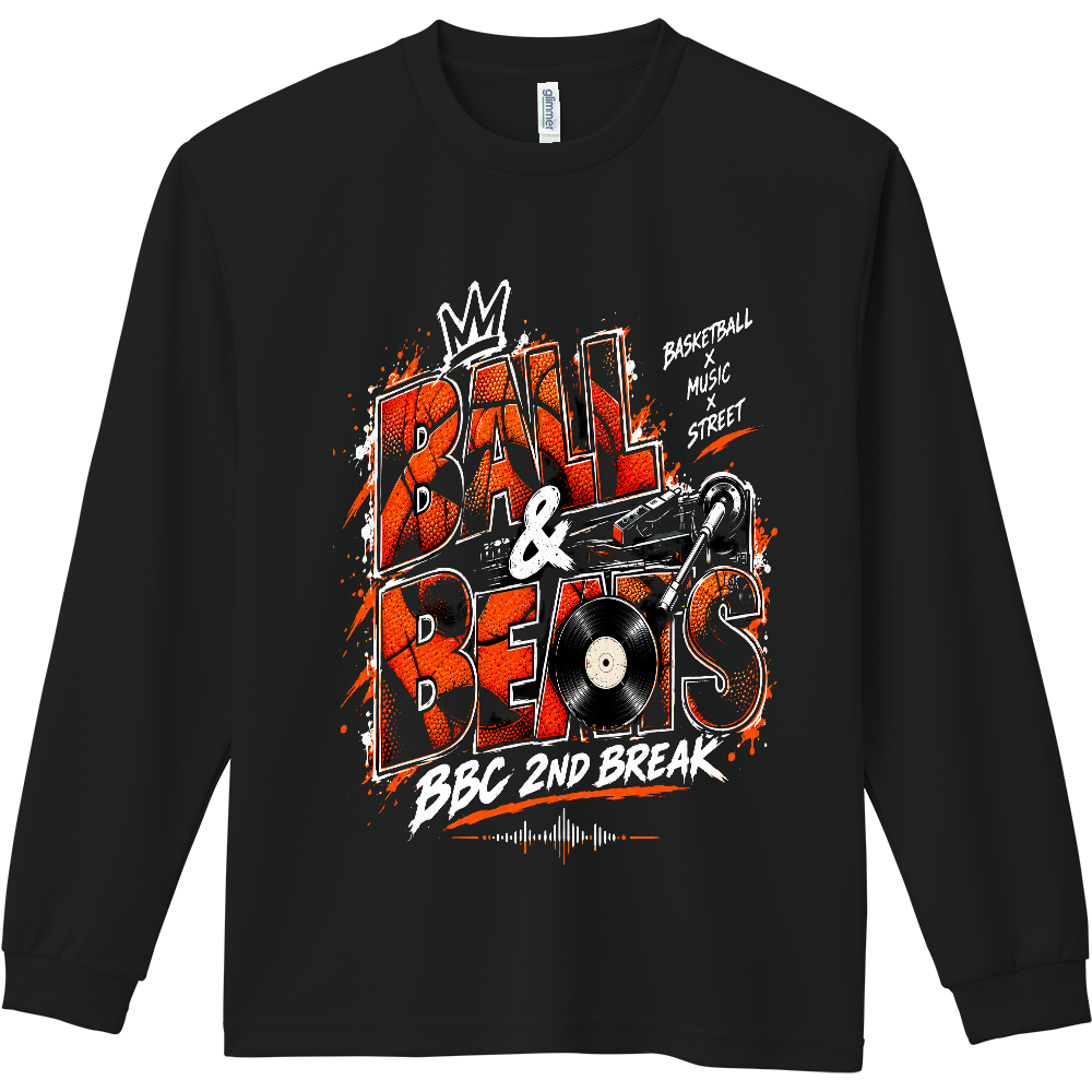 ロンT Ball&Beats ブラック バックプリント