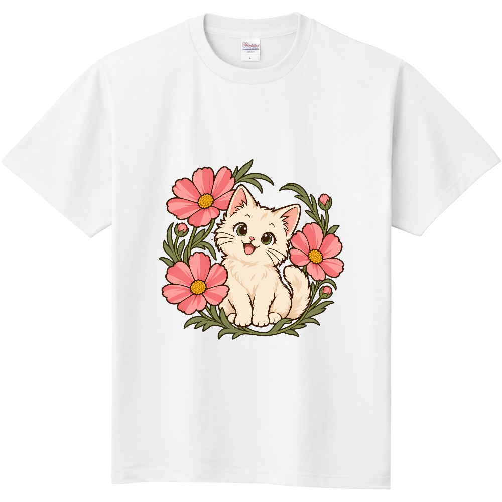 花かんむりの午後|コスモスと子ねこ