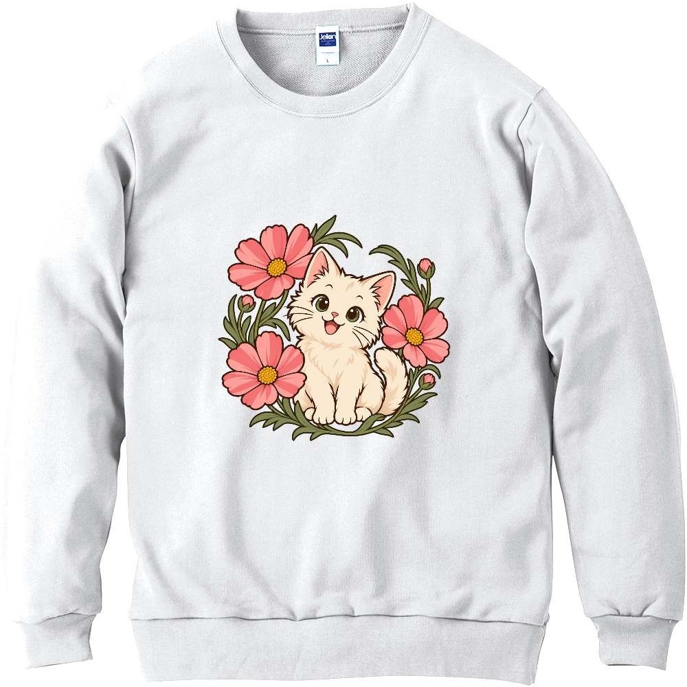 花かんむりの午後|コスモスと子ねこ