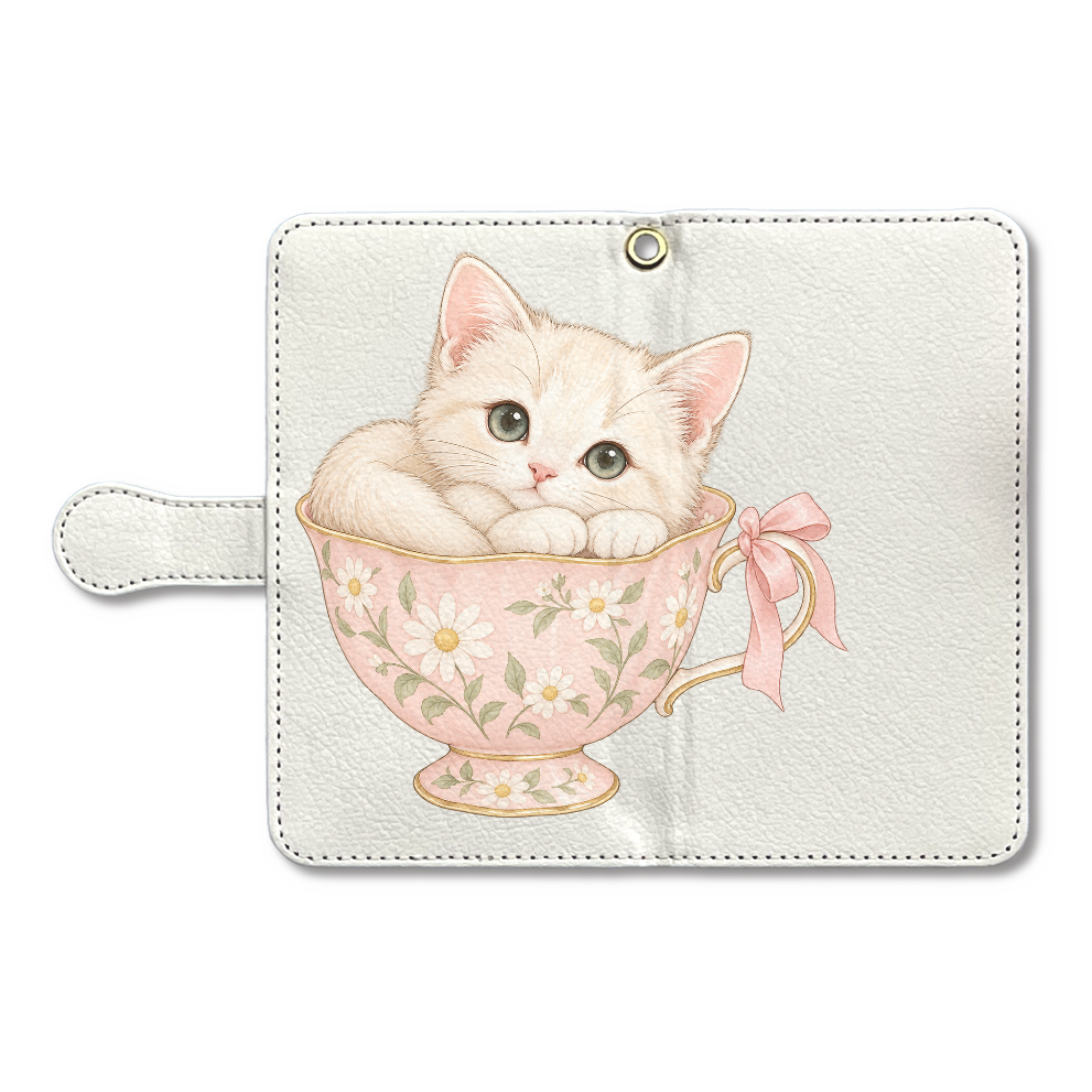 花のカップとこねこ