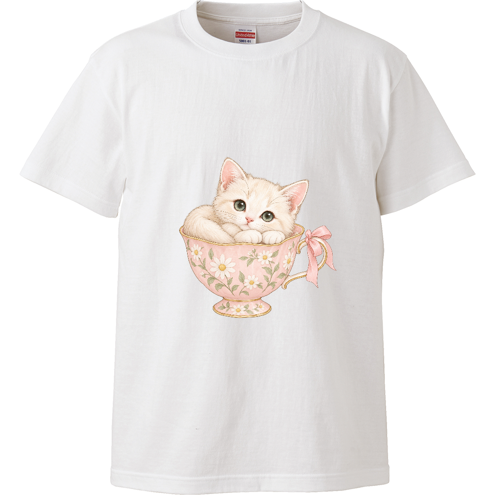 花のカップとこねこ