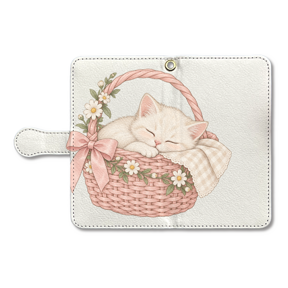 かごでお昼寝こねこ