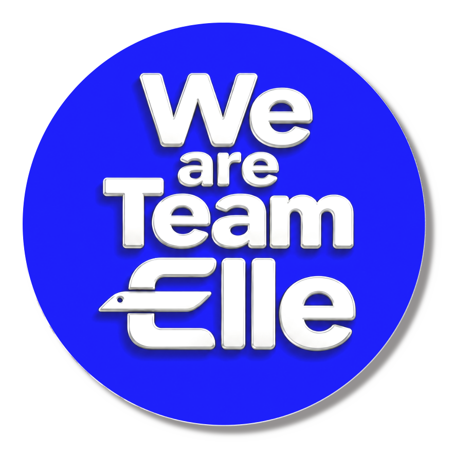 Team Elleロゴ缶バッジ44mm(青)