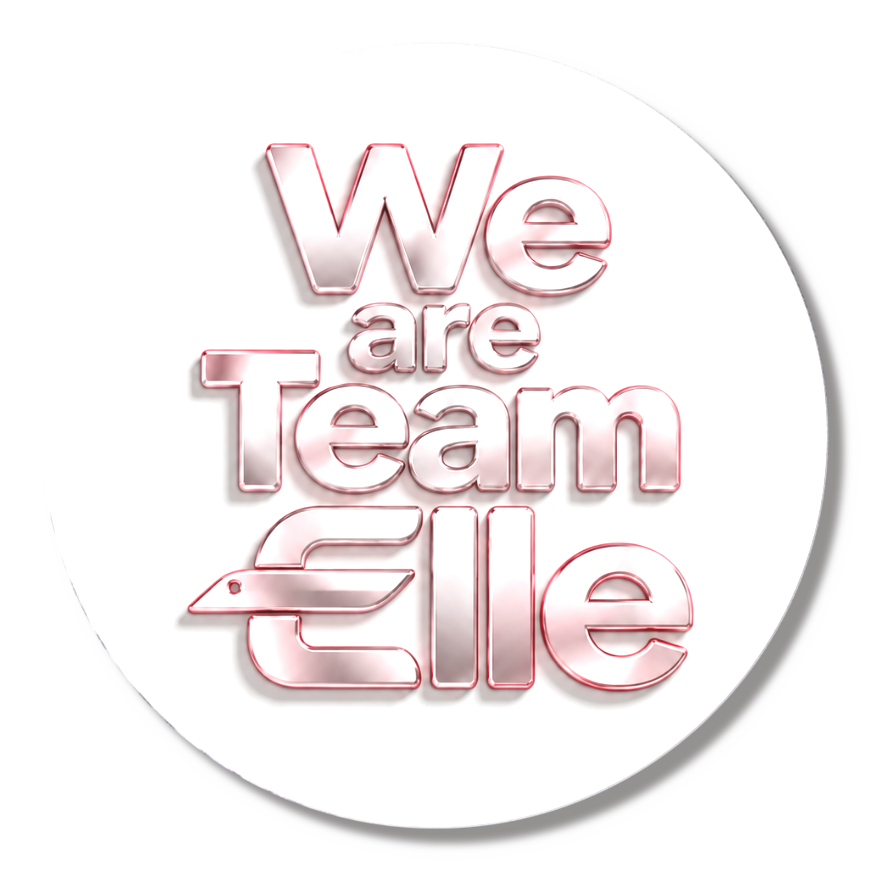 Team Elleロゴ缶バッジ44mm(白)