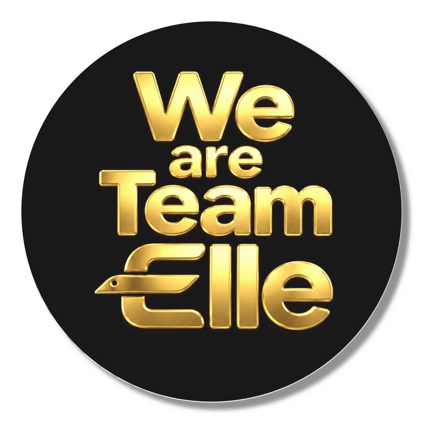 Team Elleロゴ缶バッジ44mm(黒)