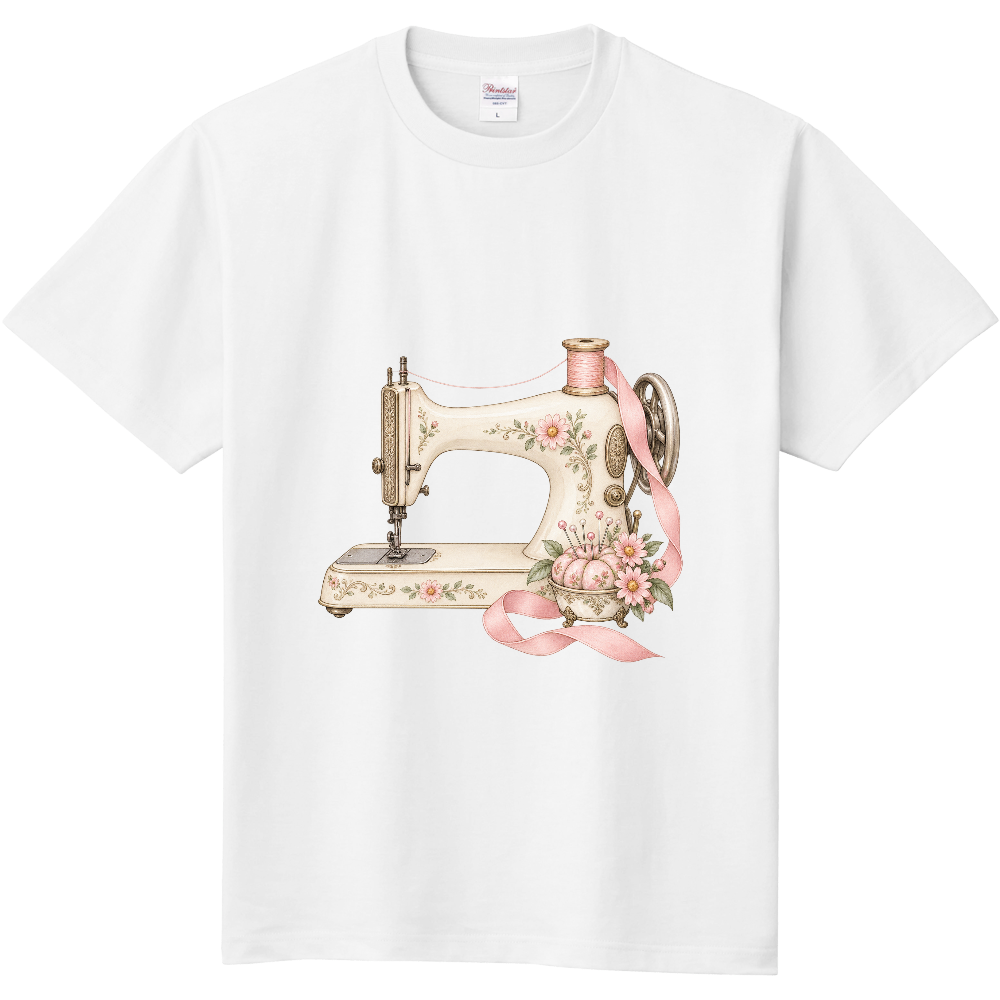 小花とリボンのミシン