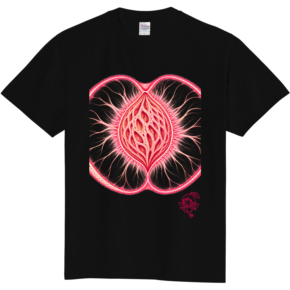 Tシャツ/ピーチ/ブラック
