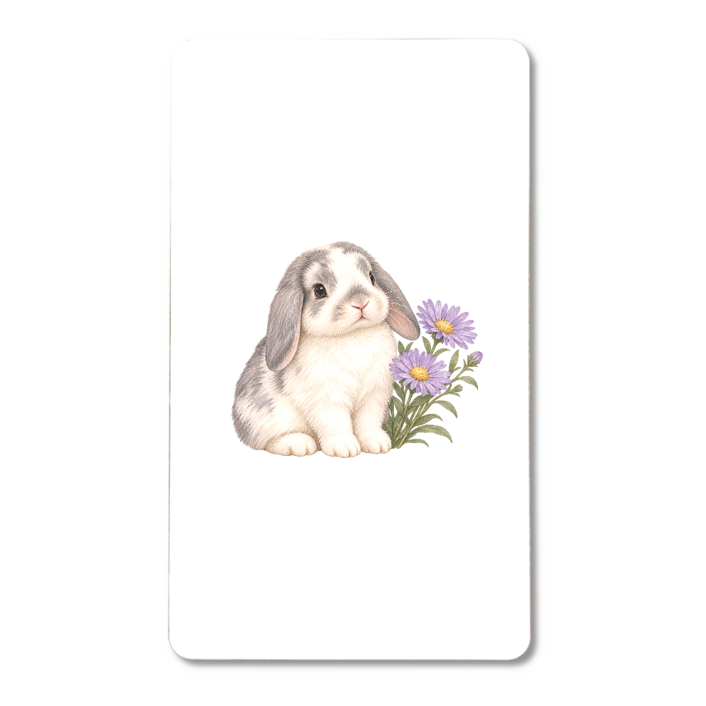 花かげのやすらぎ｜紫の花とたれ耳うさぎ
