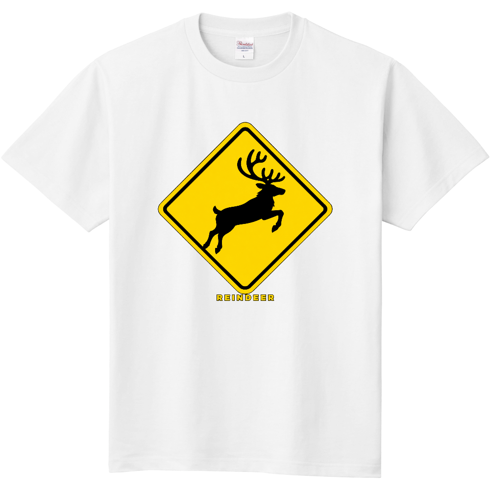 トナカイ Tシャツ|REINDEER 動物注意標識デザイン|Z∞∞