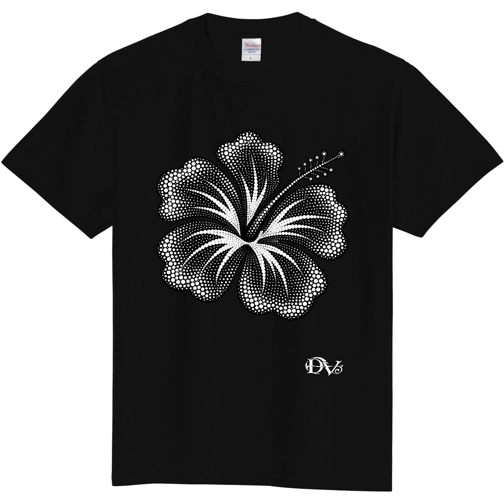 Tシャツ/Dot Hibiscus/ブラック