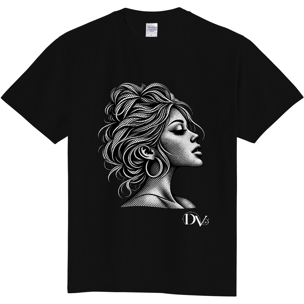 Tシャツ/ Vivid Elegance(モノクロ)/ブラック
