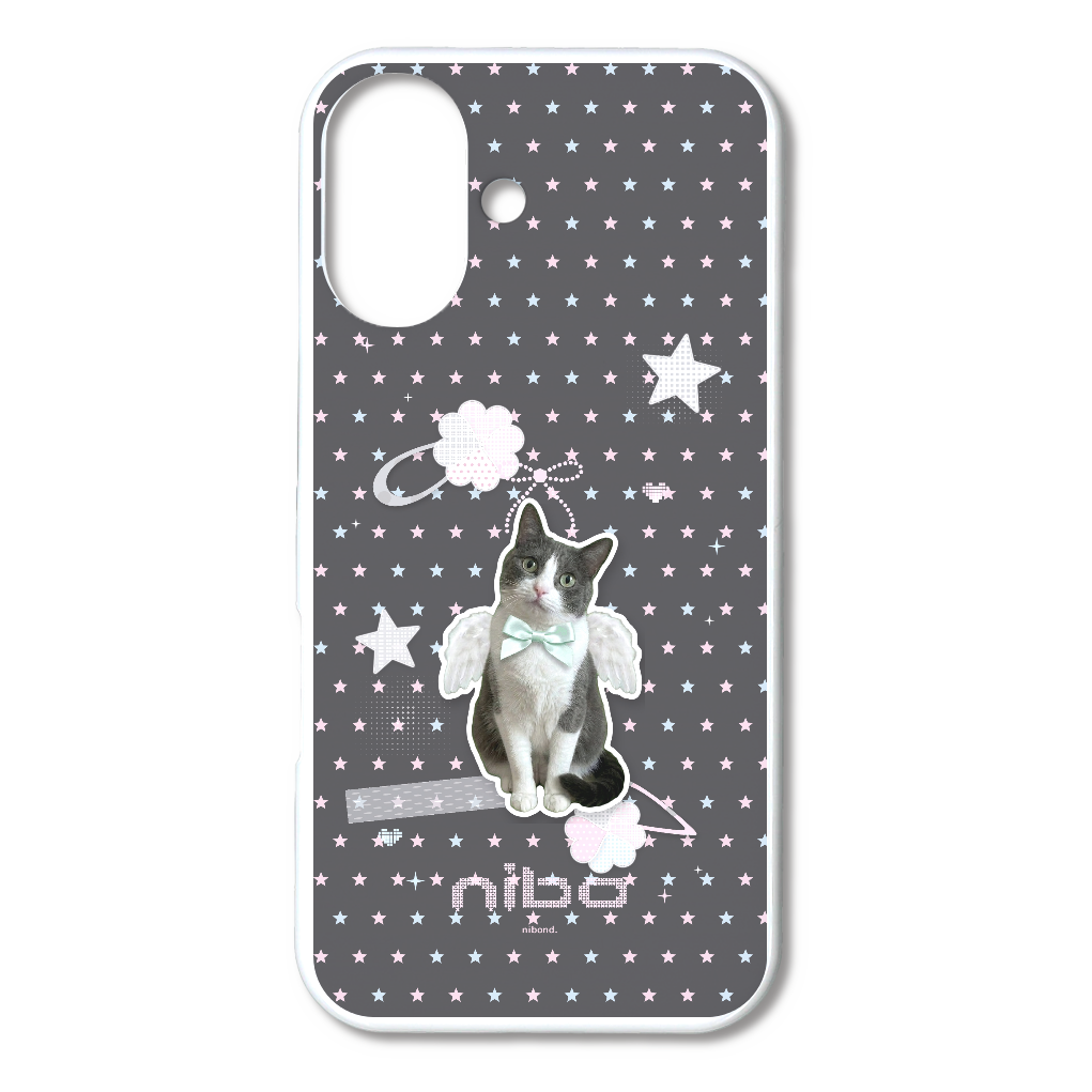天使にぼ ステッチ星柄 iPhoneケース（iPhone16）