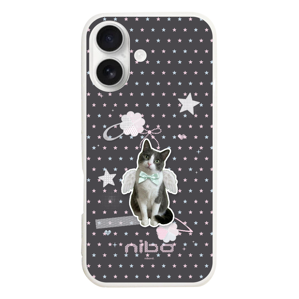 天使にぼ ステッチ星柄 iPhoneケース（iPhone17）